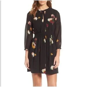 Madewell Painted Floral Mini Long Sleeve Dress
